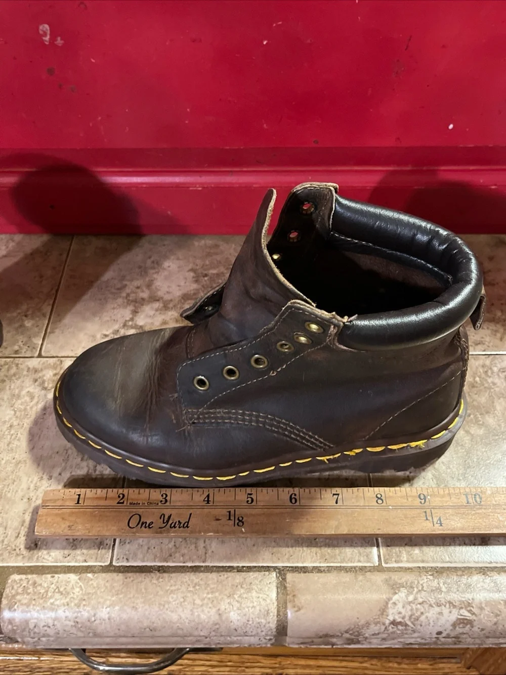 🔥 dr martens 6 eye boots Brown Size 4 Docs Made In England Mens Women READ